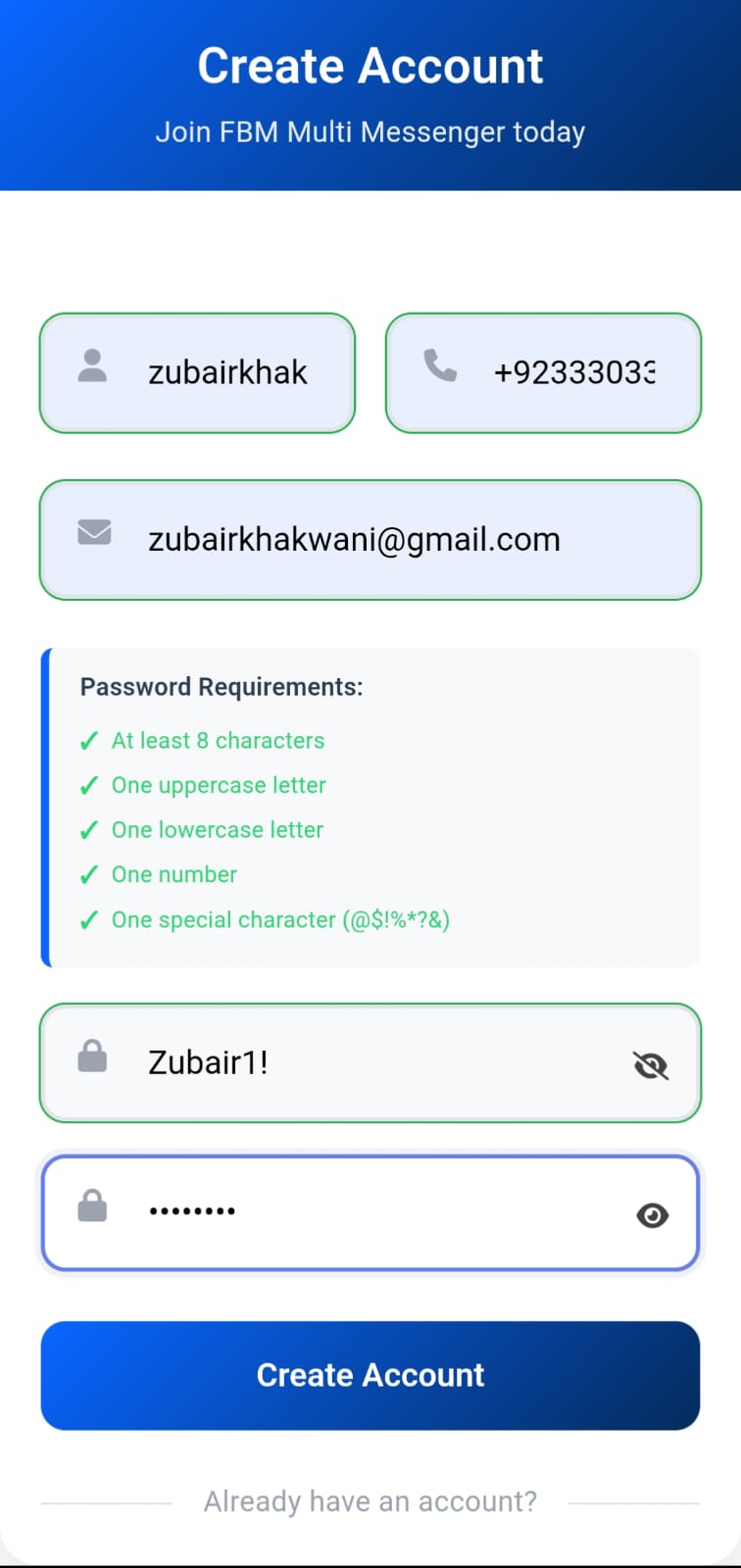 Create an FBM Multi Messenger account
