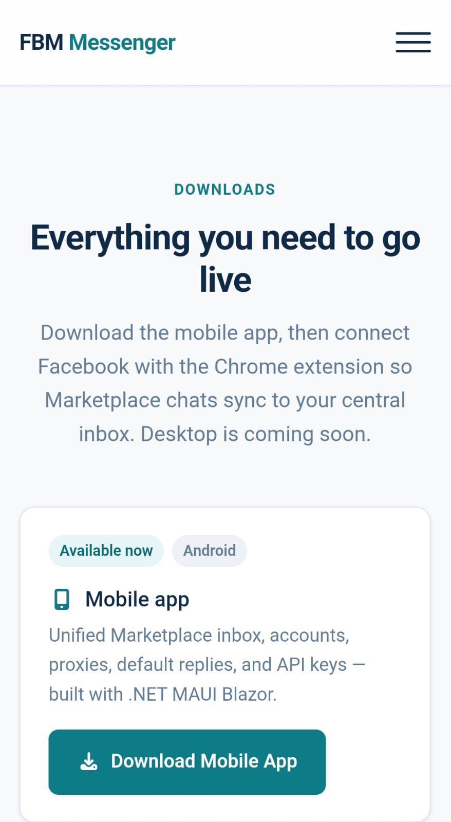 Download the FBM Multi Messenger mobile app